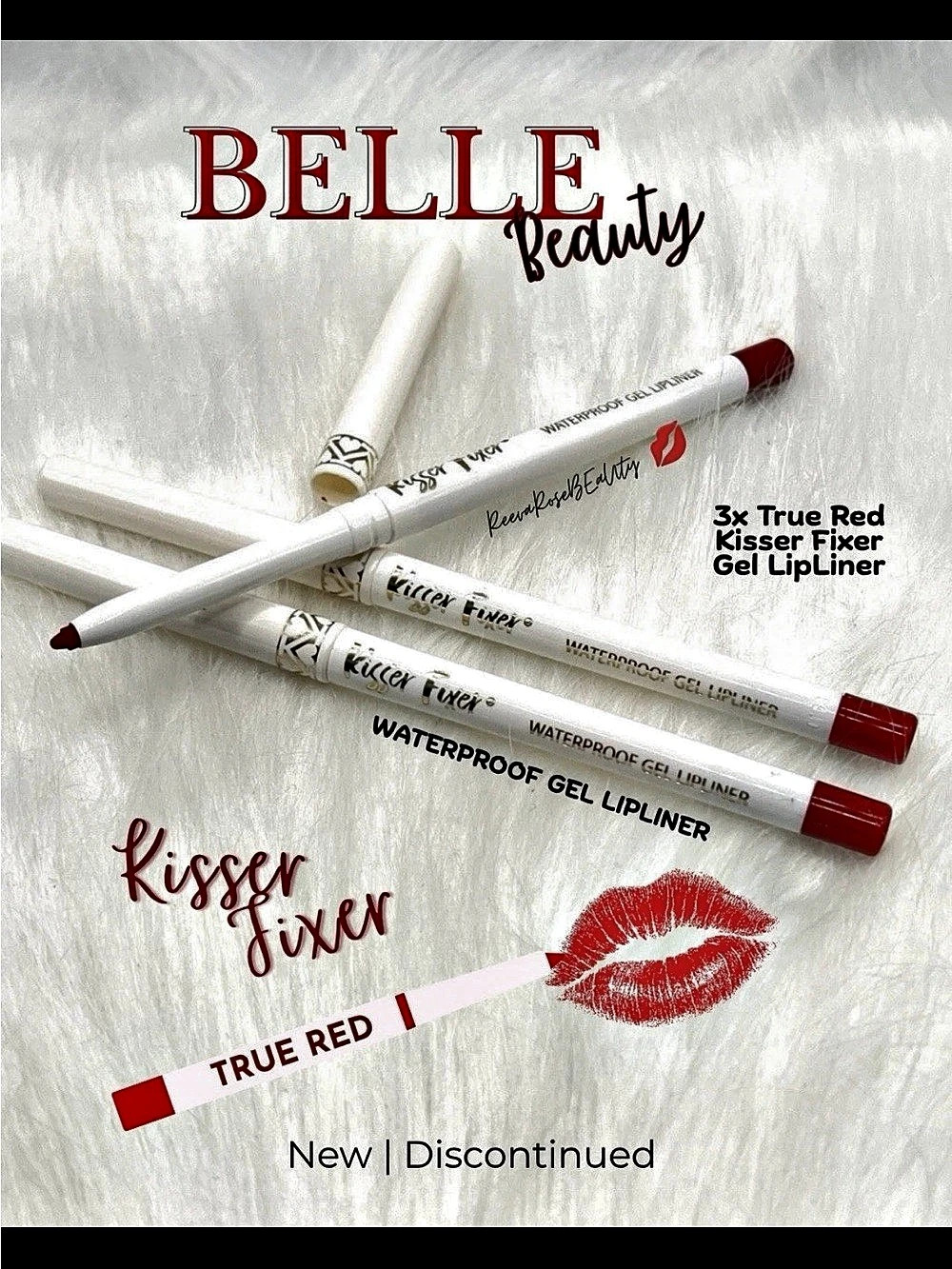 Belle Beauty by Kim Gravel Kisser Fixer Waterproof Gel Lip Liner True Red 3-pcs